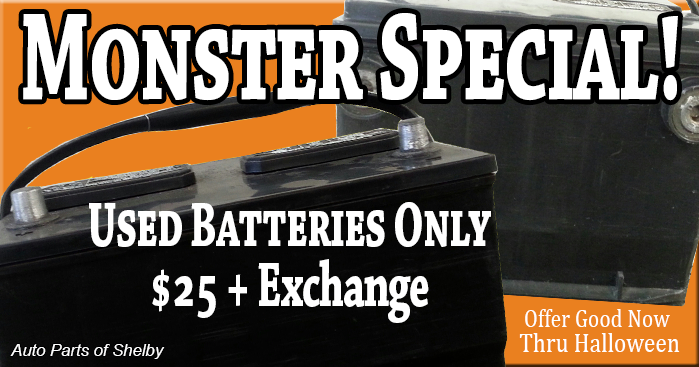 Used Batteries Only $25 + Exchange Thru Halloween 2014